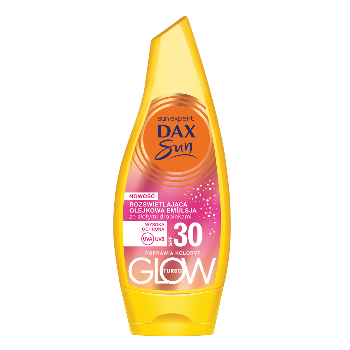 Turbo Glow rozświetlająca emulsja do opalania ze złotymi drobinami SPF30