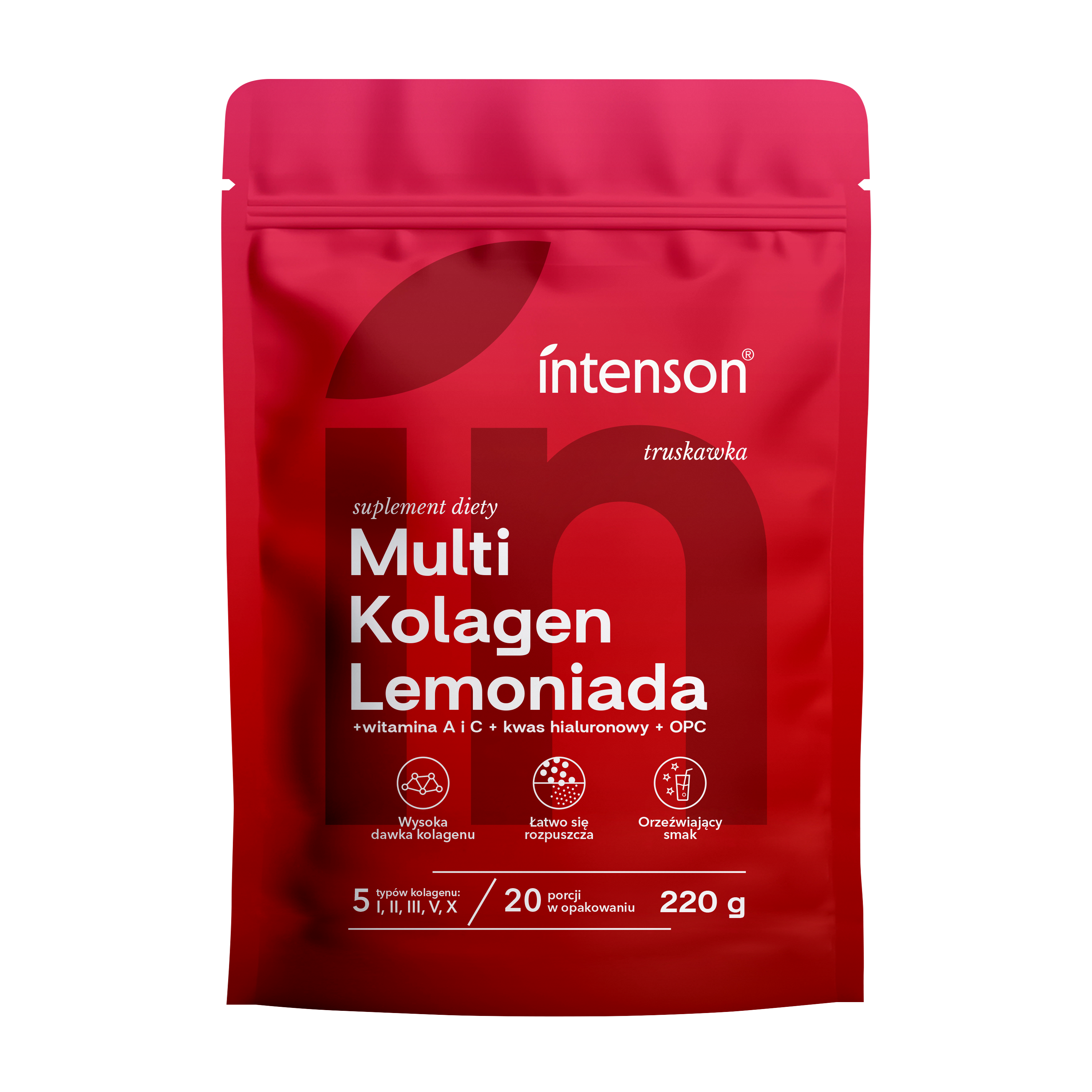 Intenson Multi Kolagen Lemoniada Suplement Diety o Smaku Truskawkowym 220g