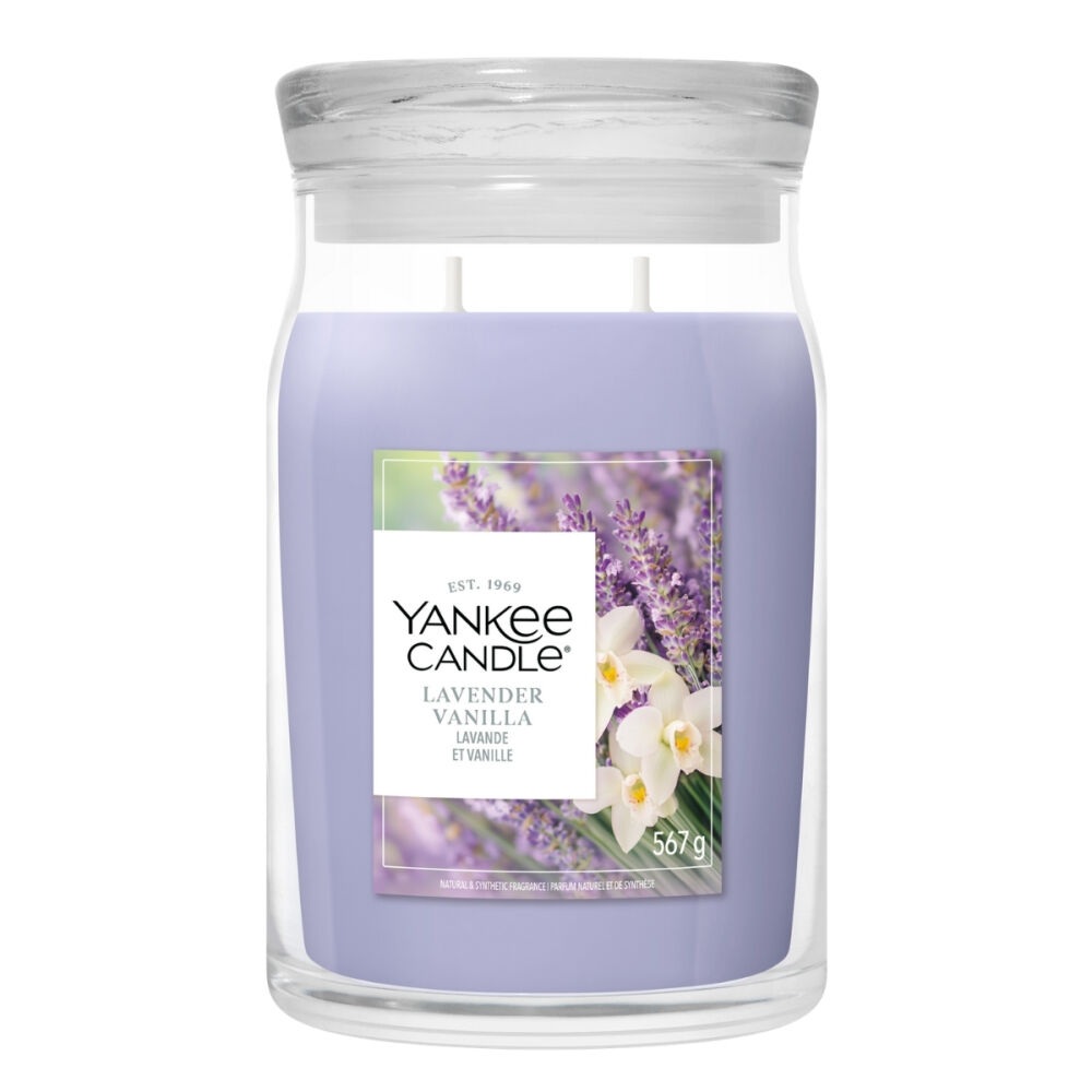 Signature Świeca w Dużym Słoiku z Dwoma Knotami Lavender Vanilla