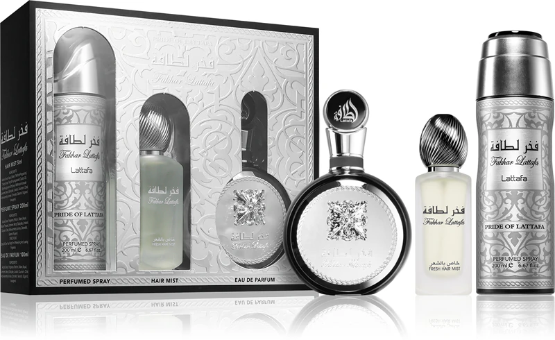 Fakhar Zestaw dla Mężczyzn Woda Perfumowana + Dezodorant + Odświeżacz Powietrza