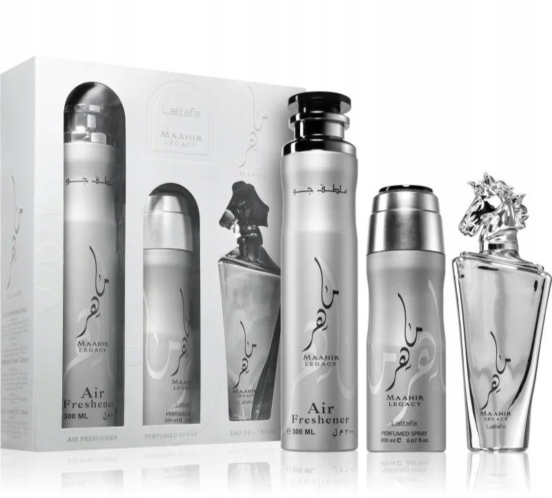 Maahir Legacy Zestaw dla Mężczyzn Woda Perfumowana + Dezodorant + Odświeżacz Powietrza