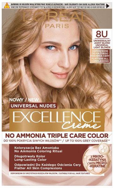 Excellence Creme Farba do Włosów 8U Uniwersalny Jasny Blond