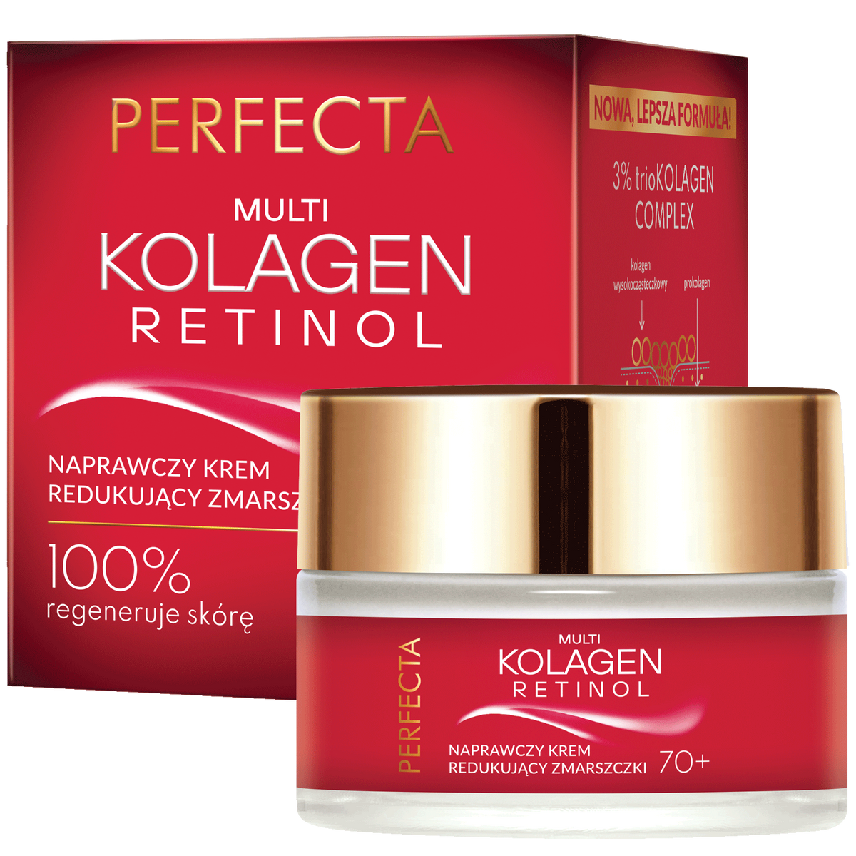 Multi-Kolagen Retinol Naprawczy Krem do Twarzy Redukujący Zmarszczki 70+