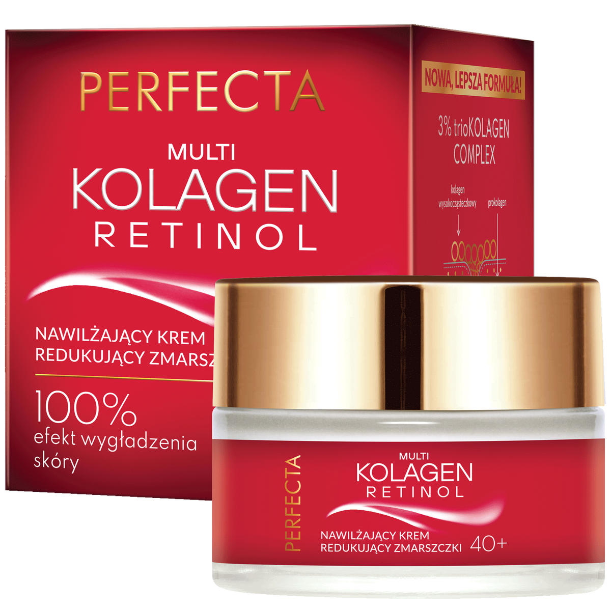 Multi-Kolagen Retinol Nawilżający Krem do Twarzy Redukujący Zmarszczki 40+