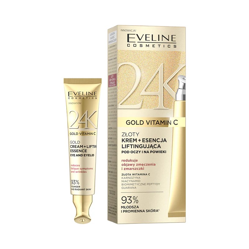 Eveline 24K Gold Vitamin C Złoty Krem + Esencja Liftingująca pod Oczy i na Powieki