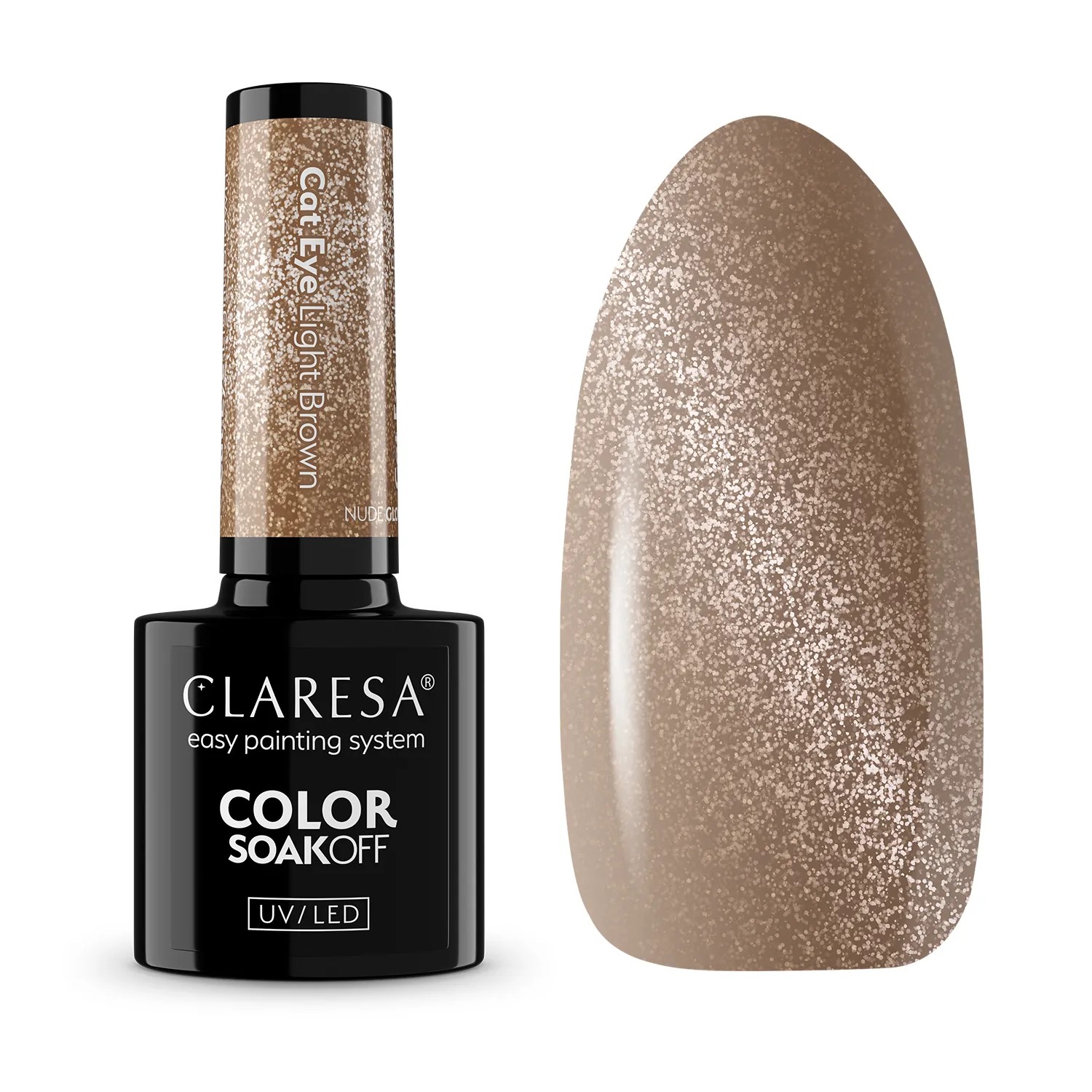 Lakier Hybrydowy Nude Glow Cat Eye Light Brown