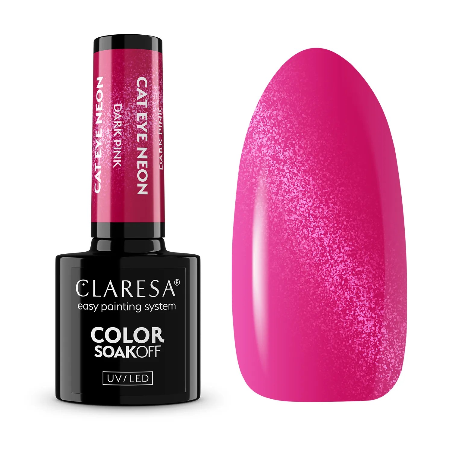 Cat Eye Neon hybrydowy lakier do paznokci Dark Pink