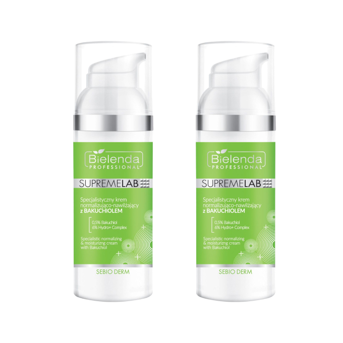 Набор кремов для лица Bielenda Professional SupremeLab Sebio Derm с бакучиолом, для жирной и комбинированной кожи, 2 × 50 мл