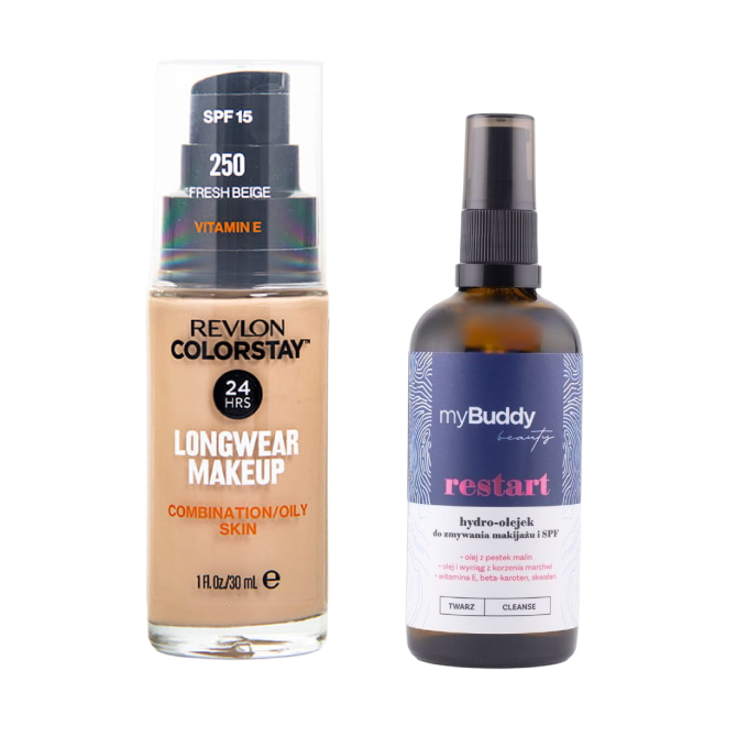 Тональный крем Revlon ColorStay для жирной кожи, оттенок 250 Fresh Beige, 30 мл, с гидрофильным маслом myBuddy 100 мл