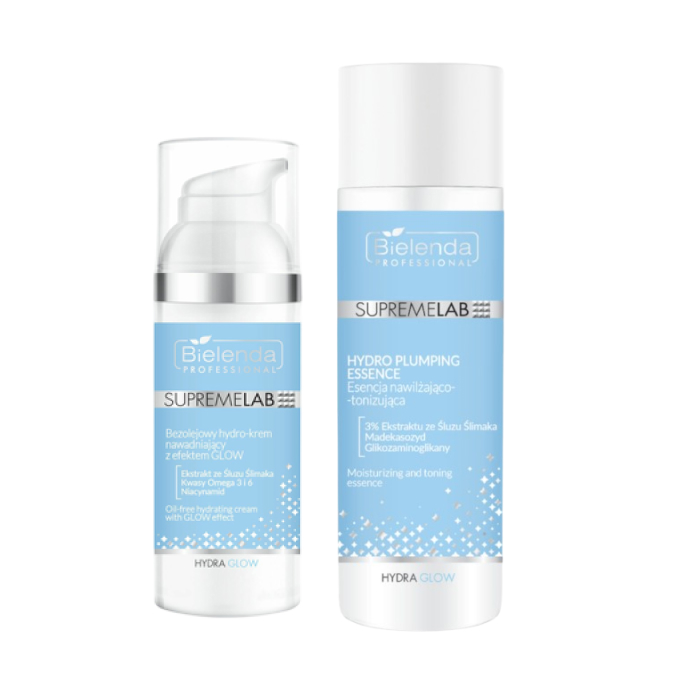 Набор для лица Bielenda Professional Hydra Glow: увлажняюще-тонизирующая эссенция и гидрокрем, 200 мл + 50 мл