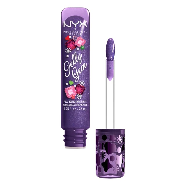 Блеск для губ NYX Professional Makeup Jelly Gem Shine Gloss с блёстками, оттенок 04 Purple Pearl
