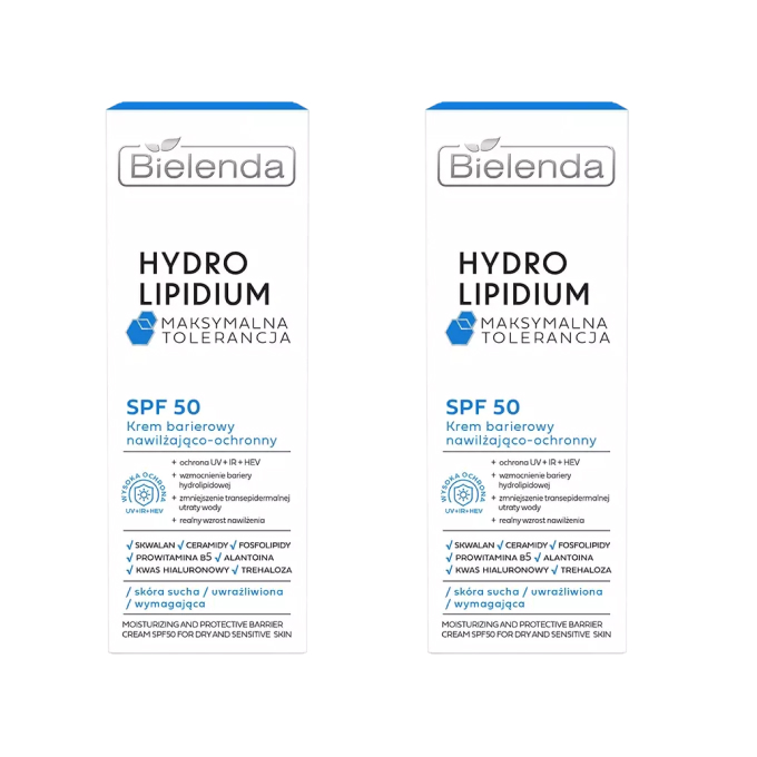 Набор кремов для лица Bielenda Hydro Lipidium барьерный, SPF 50+, для сухой и чувствительной кожи, 2 × 30 мл
