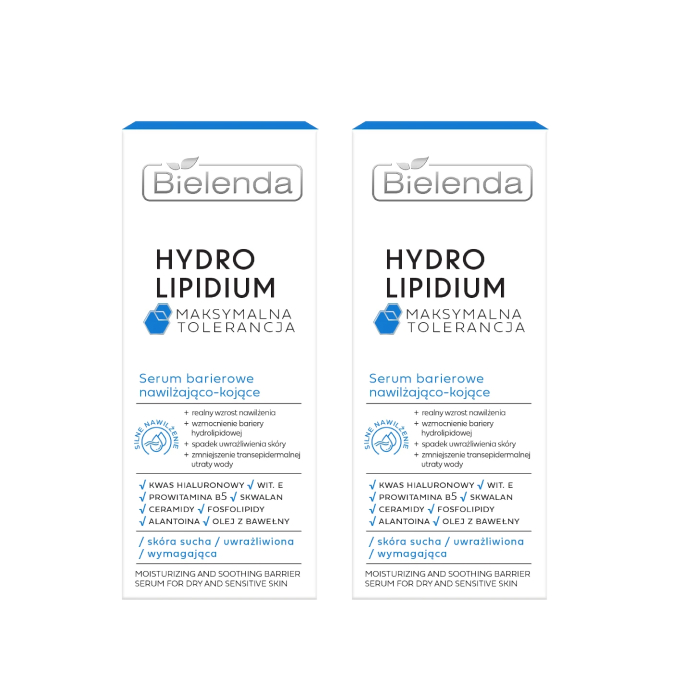 Сыворотка для лица Bielenda Hydro Lipidium барьерная, увлажняющая и успокаивающая, для сухой кожи, 2 x 30 мл