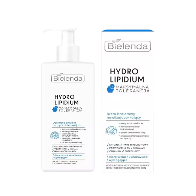 Набор для лица Bielenda Hydro Lipidium: эмульсия для умывания и успокаивающий крем, для сухой и чувствительной кожи