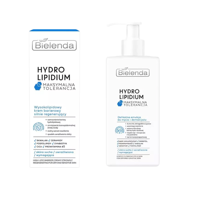 Набор для лица Bielenda Hydro Lipidium: эмульсия для умывания и восстанавливающий крем, для сухой и чувствительной кожи