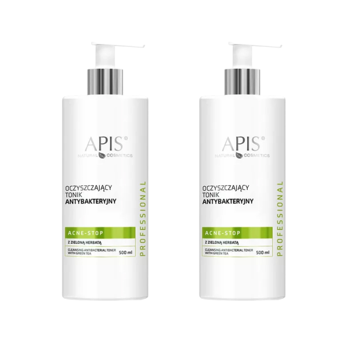 Тоник для лица Apis Acne-Stop очищающий, с зелёным чаем, для жирной кожи с акне, 500 мл x 2 шт
