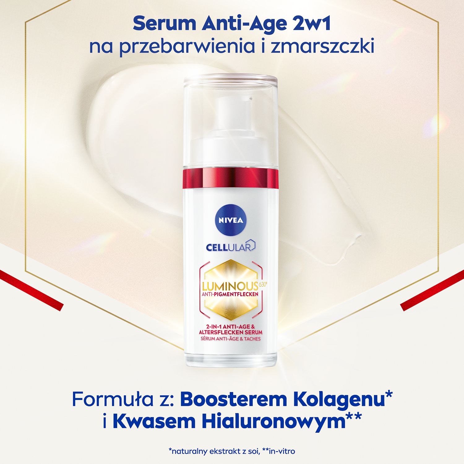 Набор из 2 сывороток для лица Nivea Cellular Luminous630 Anti-Age 2в1, против пигментных пятен и морщин, по 30 мл — фото 5
